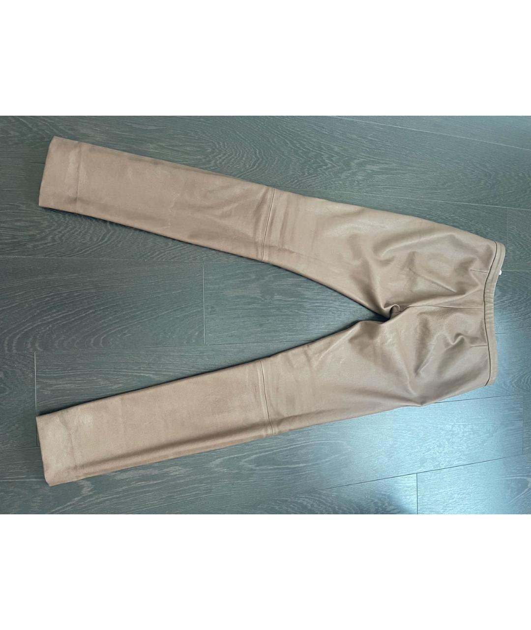 FABIANA FILIPPI Бежевые кожаные брюки узкие, фото 2