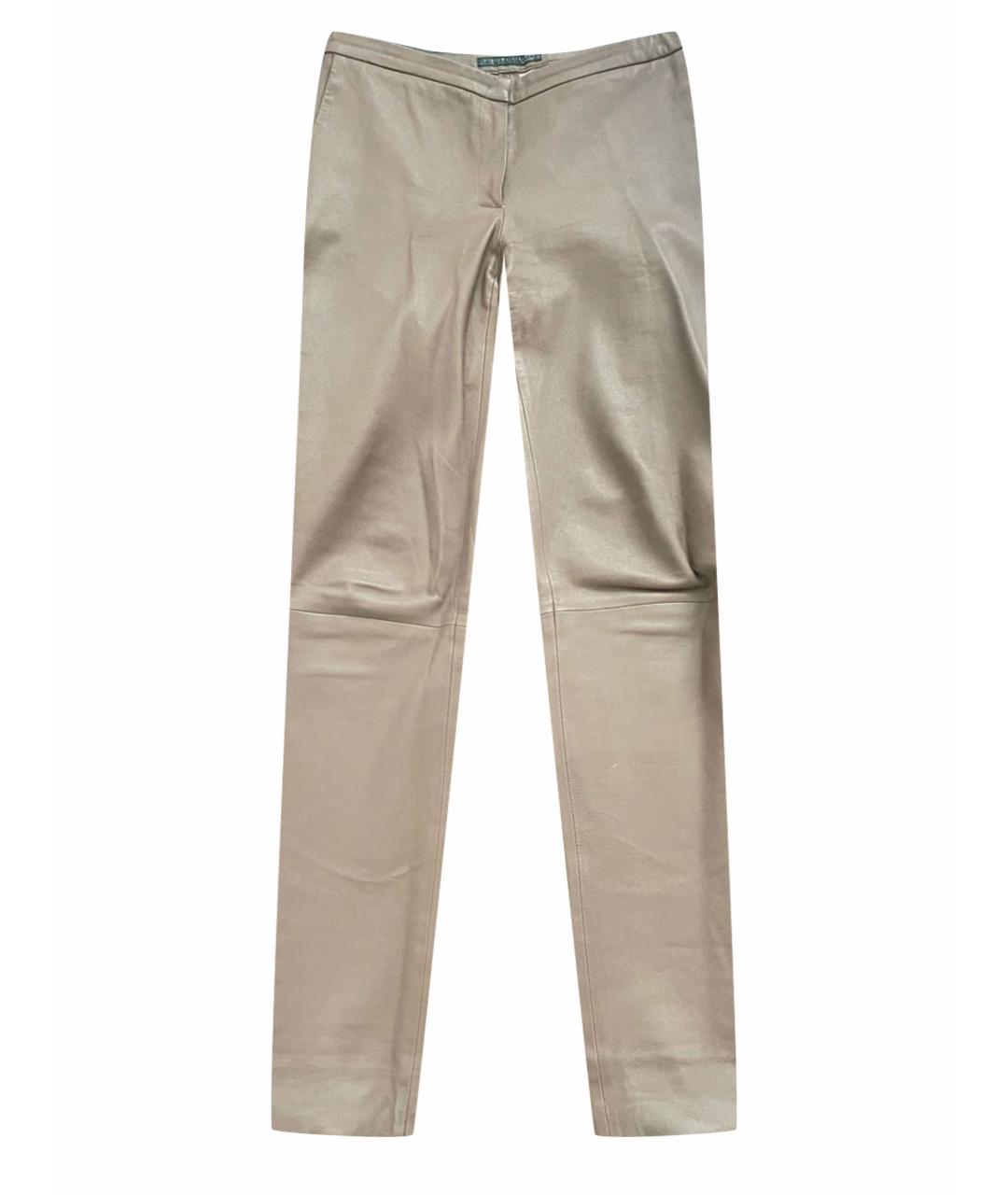 FABIANA FILIPPI Бежевые кожаные брюки узкие, фото 1
