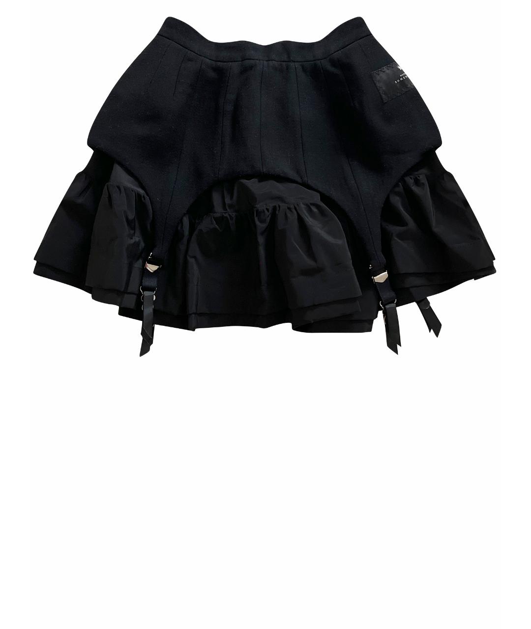 BOHEMIQUE Черная шерстяная юбка мини, фото 1