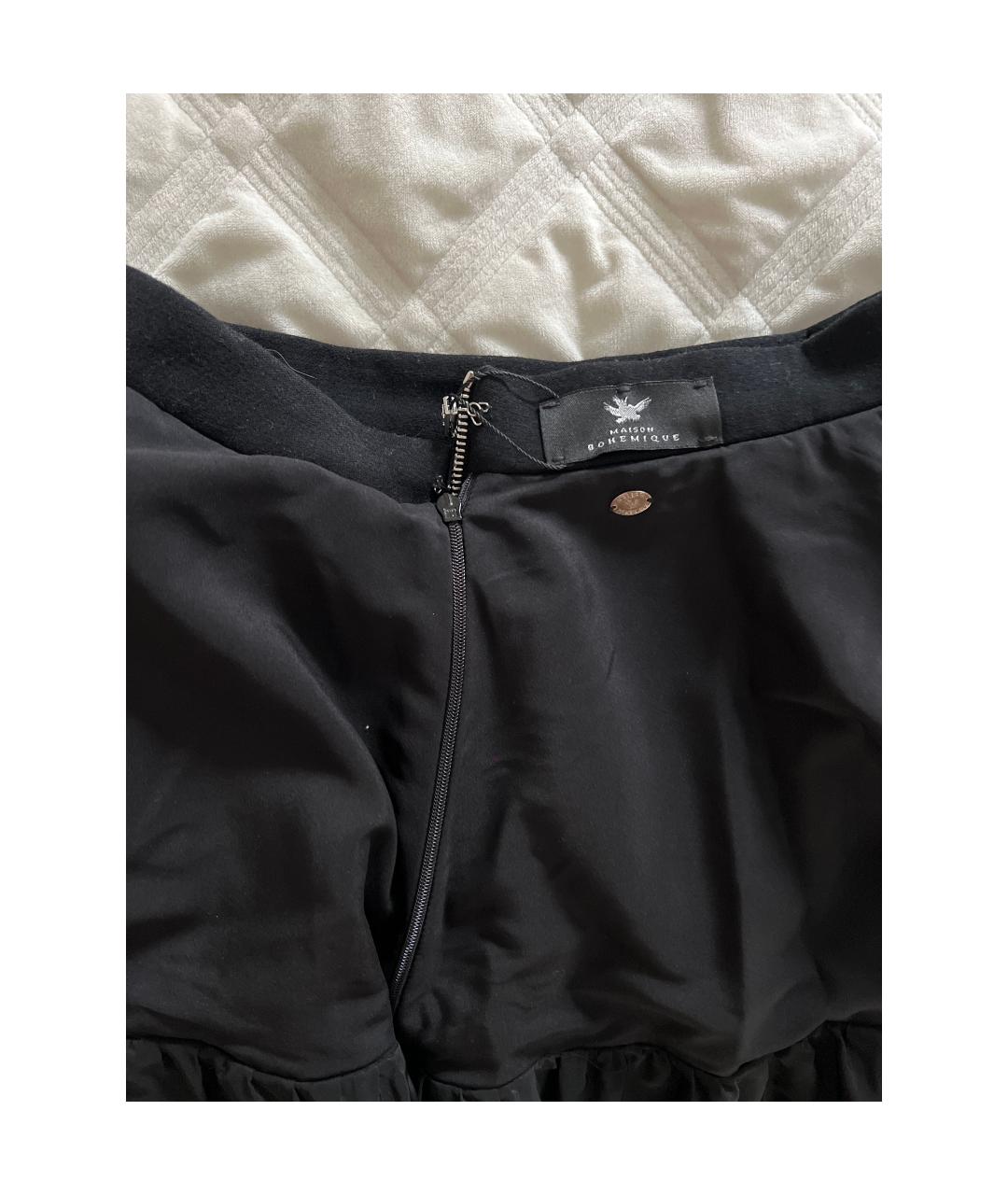 BOHEMIQUE Черная шерстяная юбка мини, фото 3