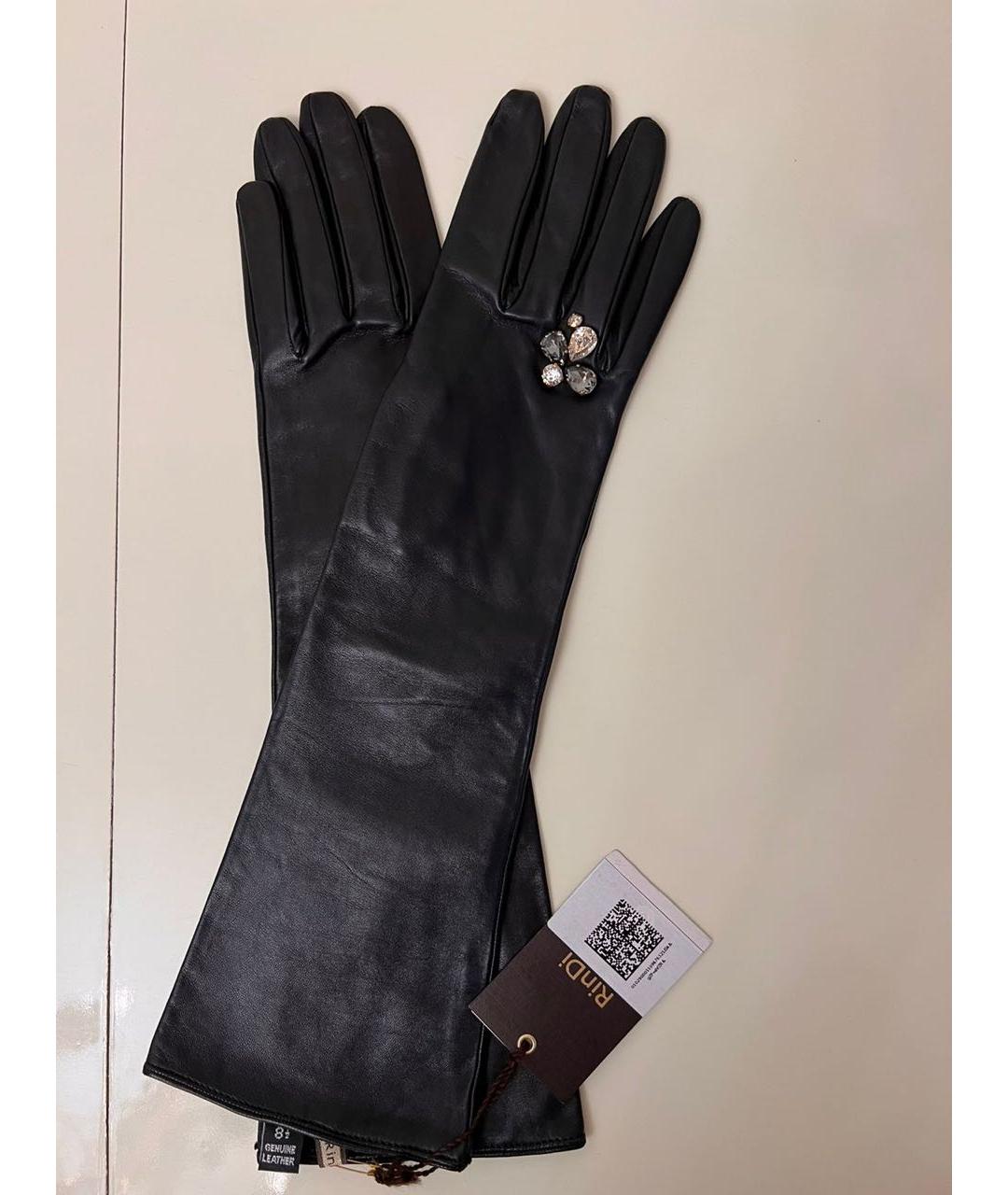 RINDI Черные кожаные перчатки, фото 3