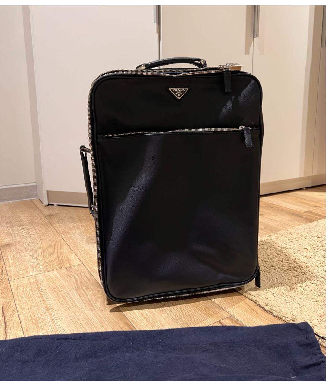 PRADA Темно-синий кожаный чемодан, фото 8