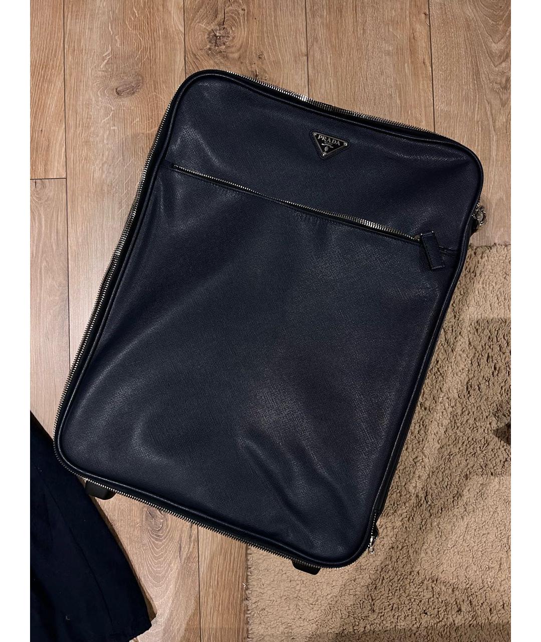 PRADA Темно-синий кожаный чемодан, фото 2