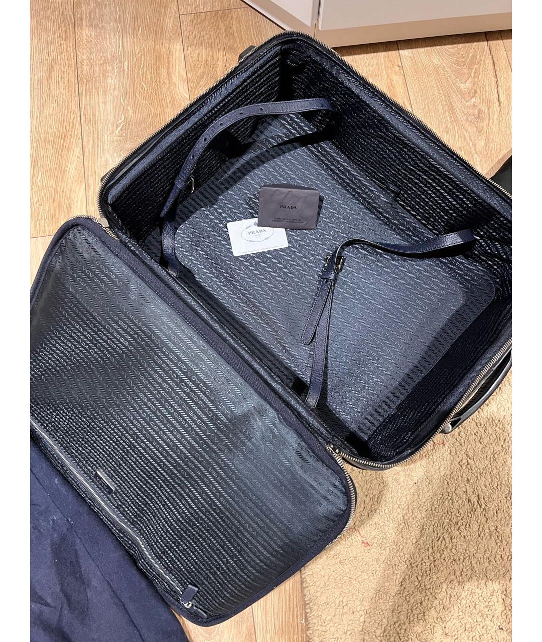 PRADA Темно-синий кожаный чемодан, фото 4