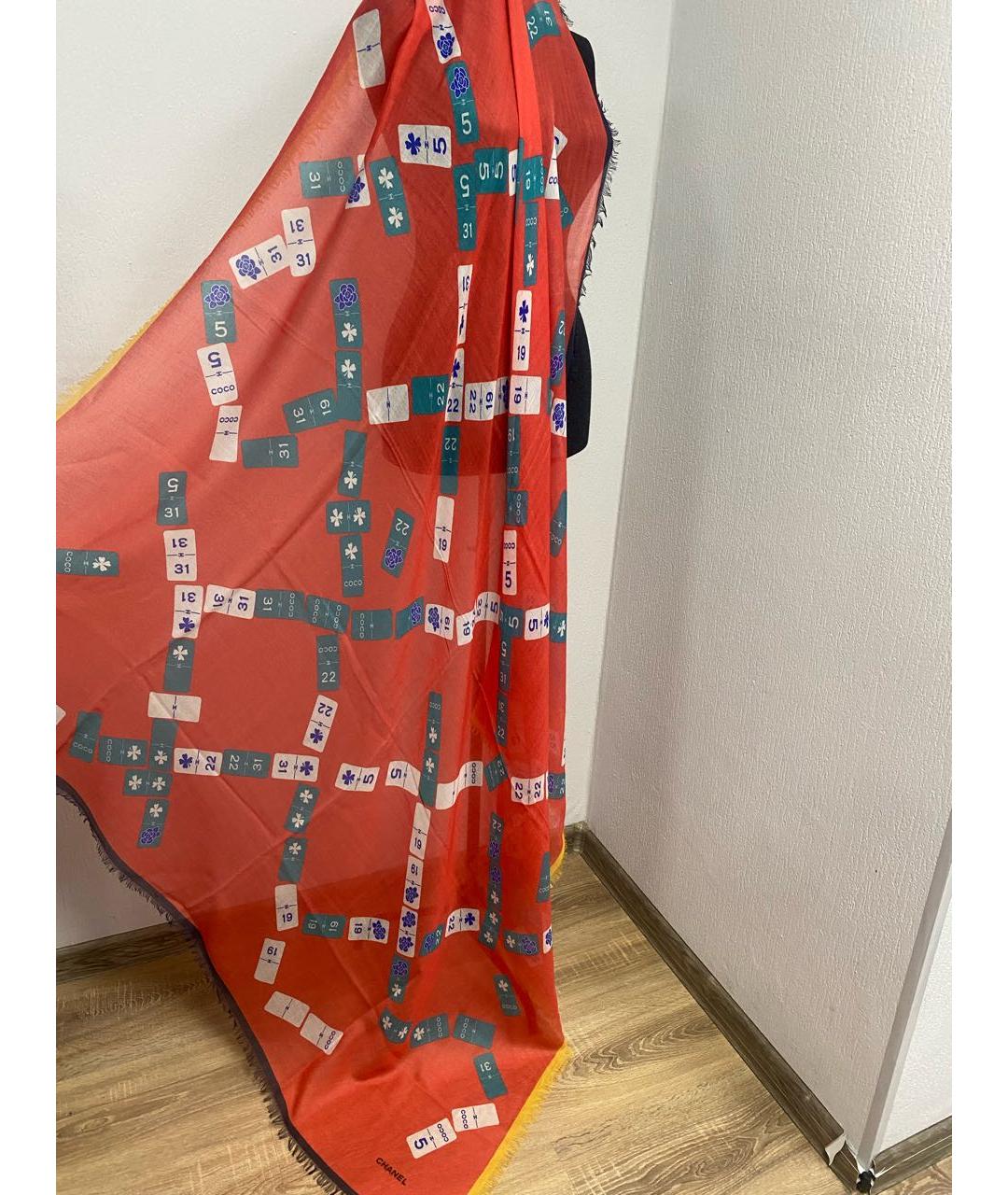 CHANEL PRE-OWNED Красный кашемировый шарф, фото 4