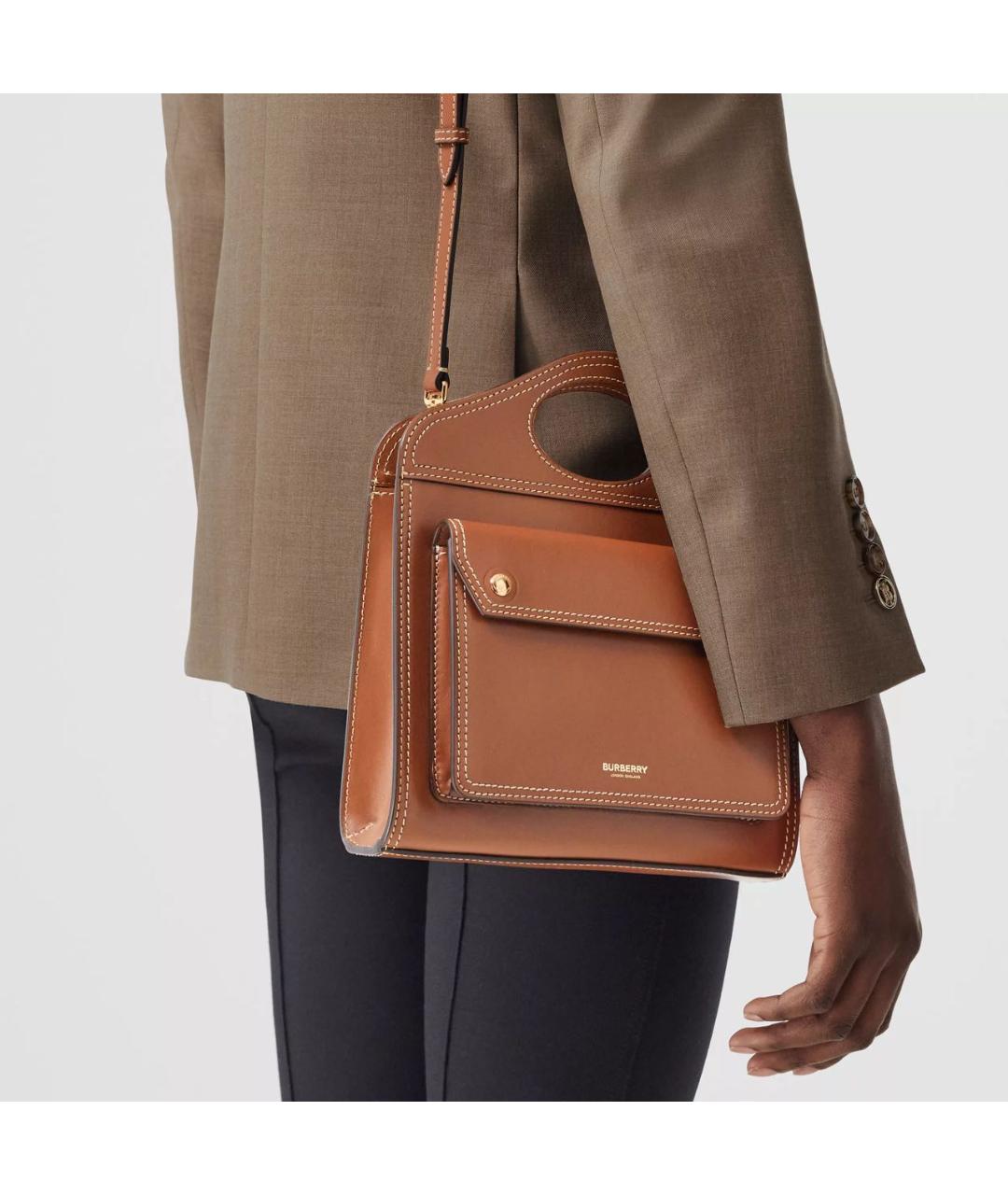 BURBERRY Коричневая кожаная сумка через плечо, фото 5