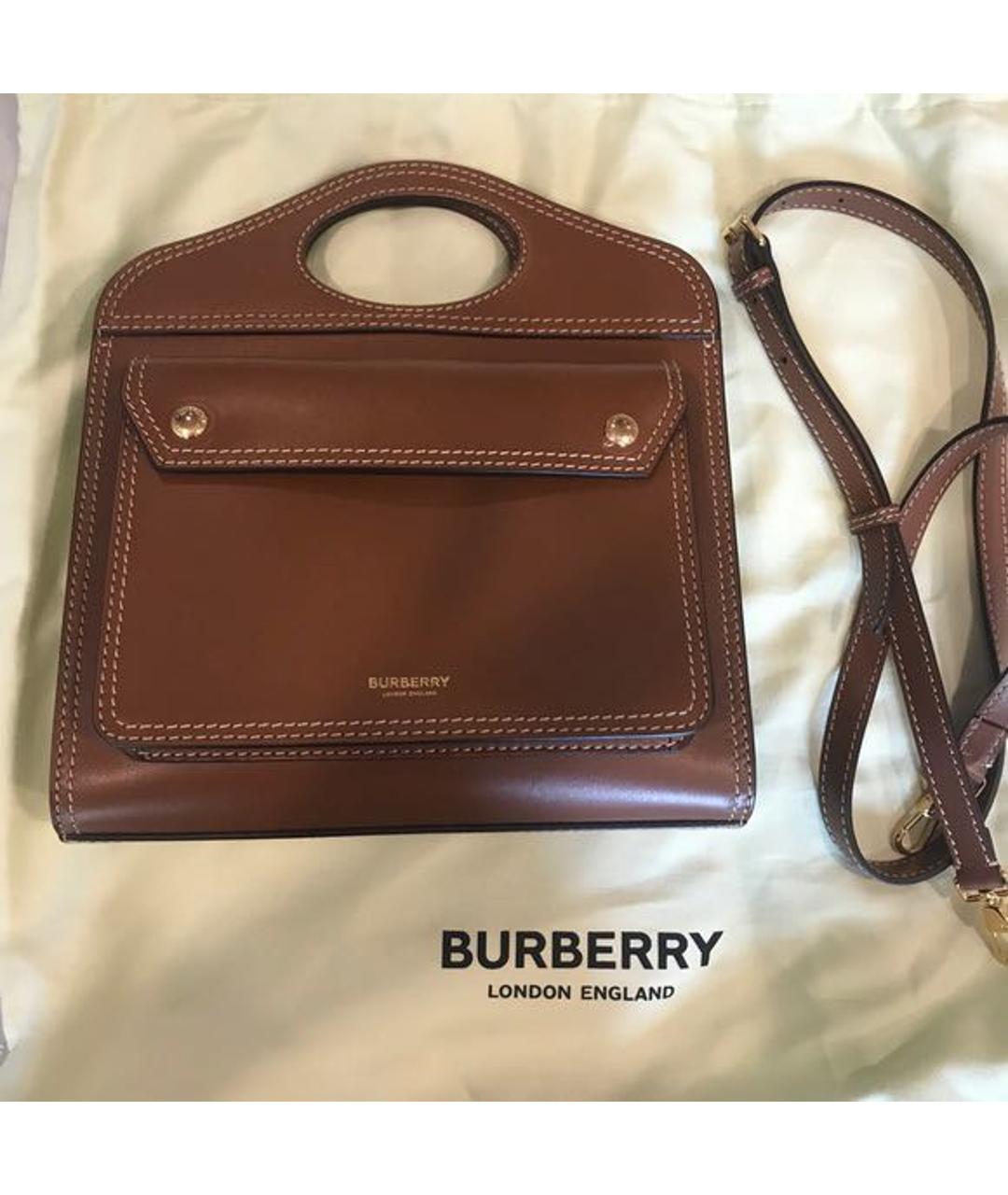 BURBERRY Коричневая кожаная сумка через плечо, фото 4