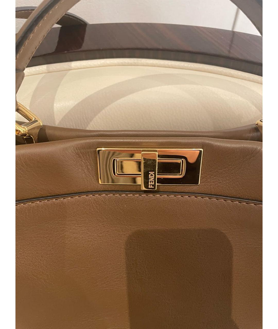 FENDI Коричневая кожаная сумка через плечо, фото 6