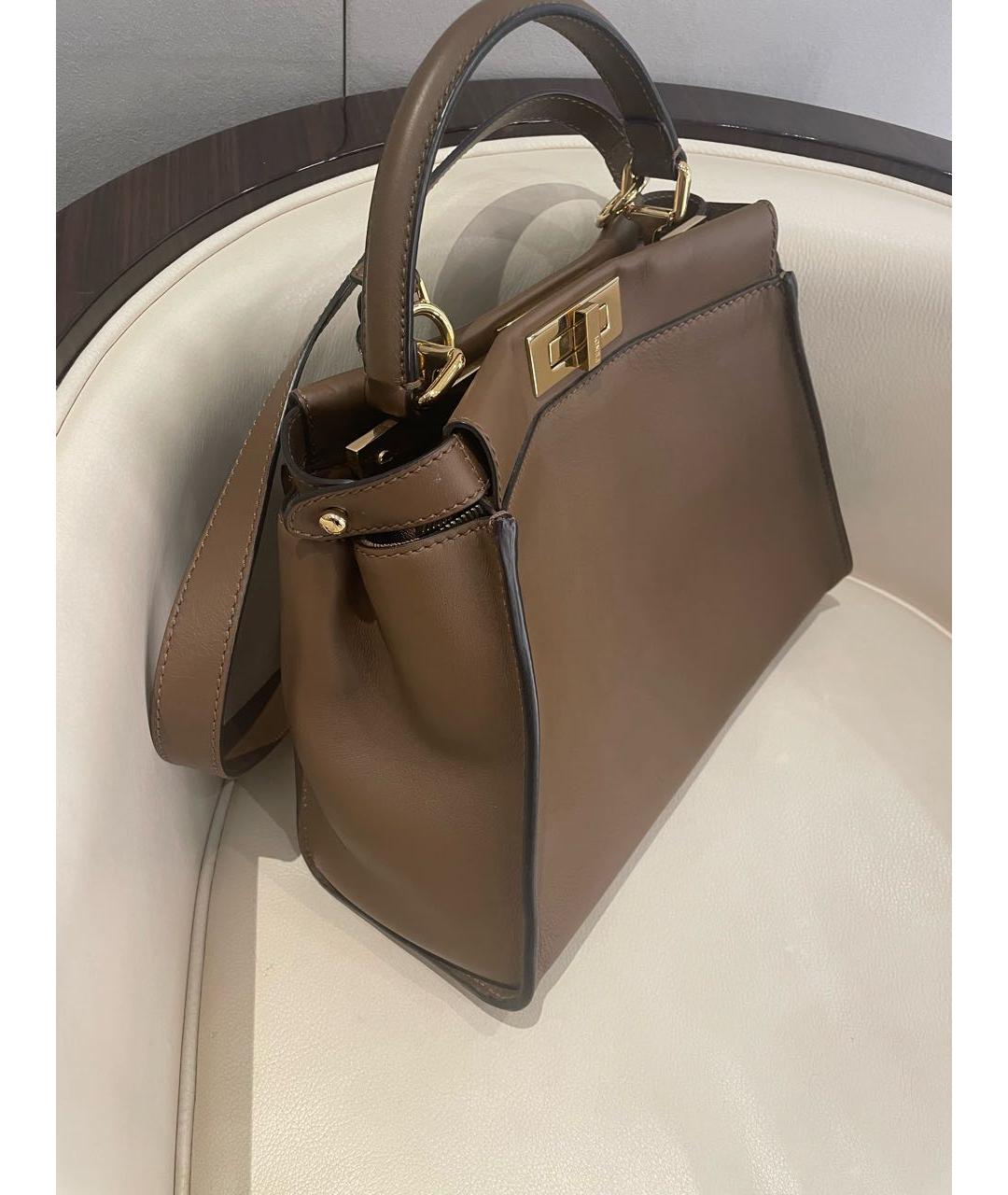 FENDI Коричневая кожаная сумка через плечо, фото 2