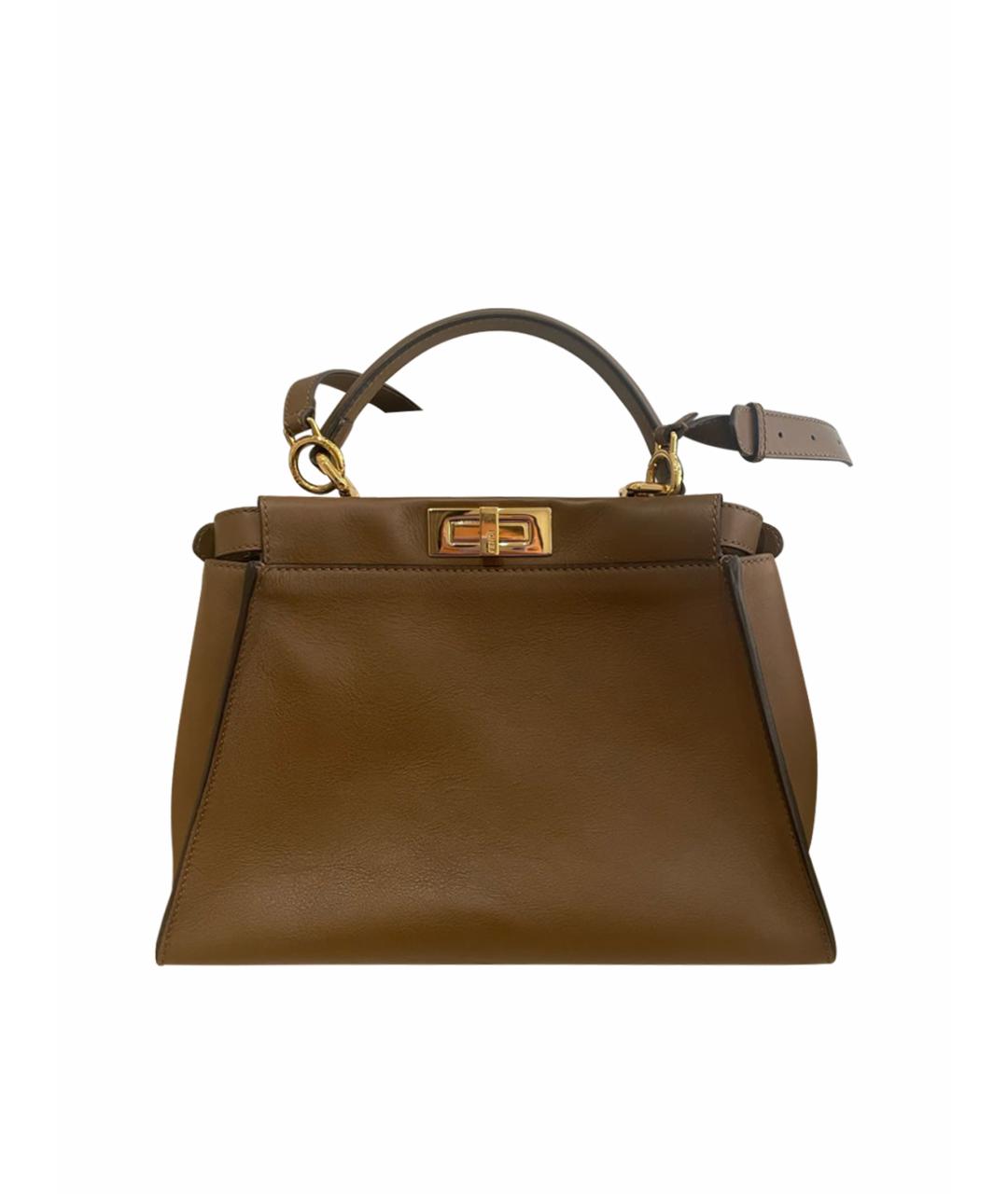 FENDI Коричневая кожаная сумка через плечо, фото 1