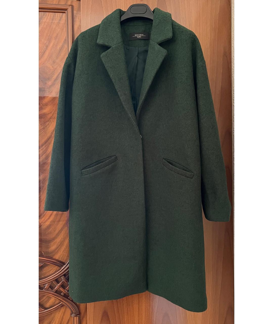 WEEKEND MAX MARA Зеленые шерстяное пальто, фото 4