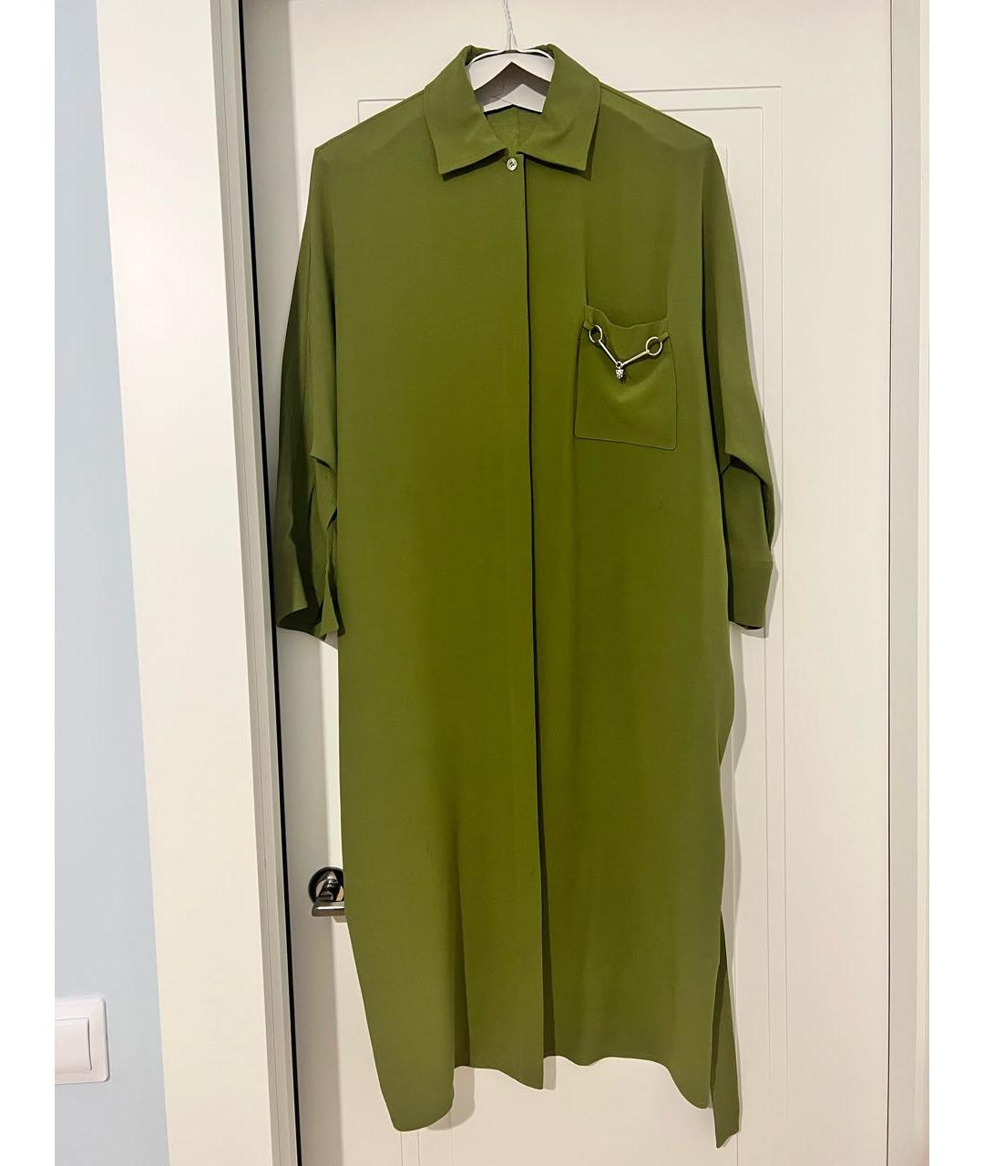 HERMES PRE-OWNED Зеленые шелковое повседневное платье, фото 5