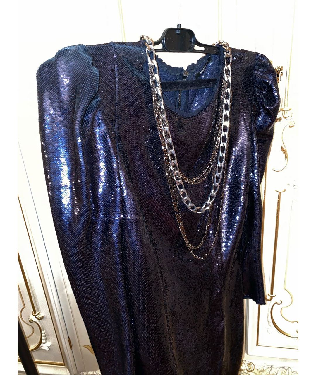 BALMAIN Темно-синее полиамидовое коктейльное платье, фото 4