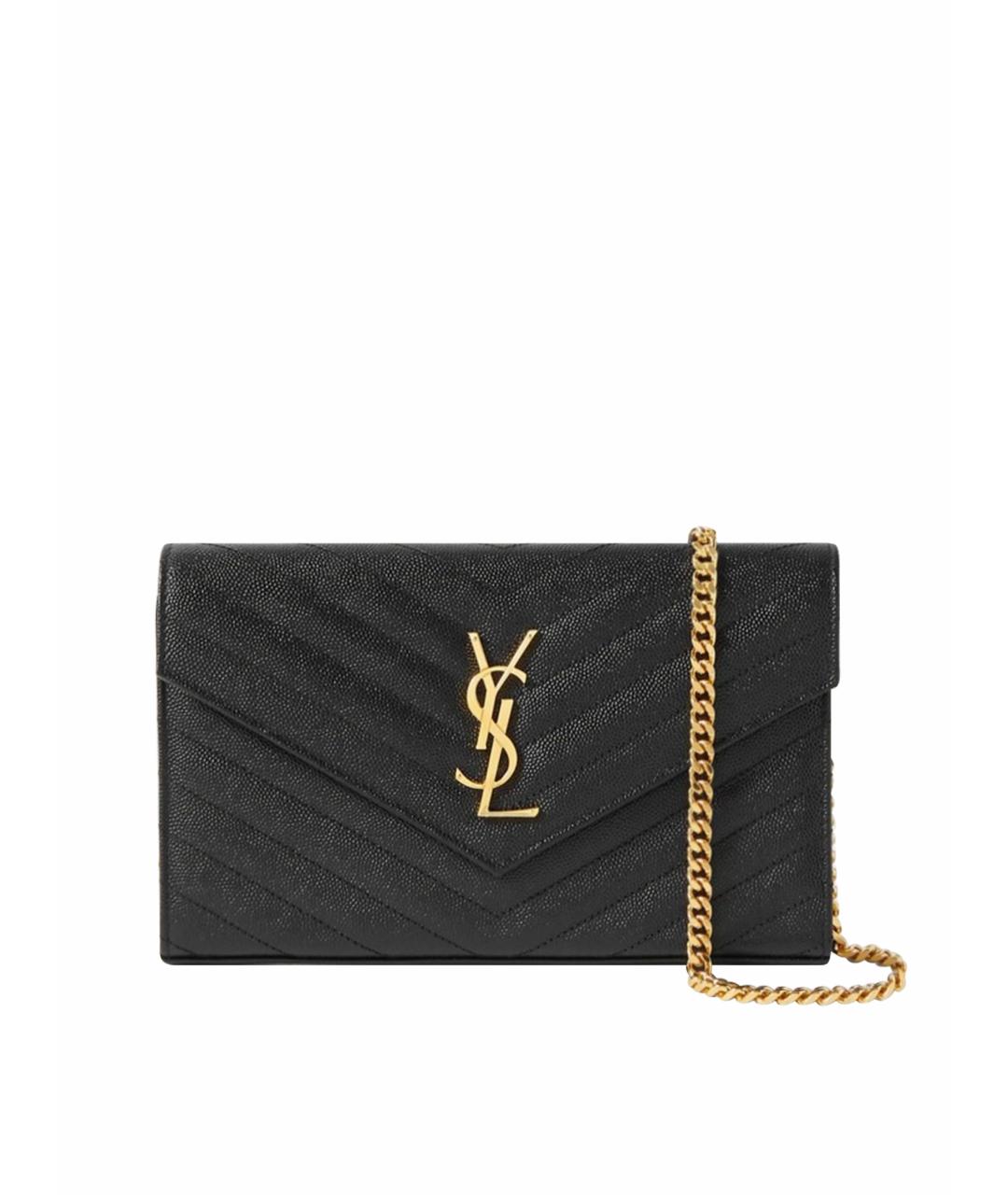 SAINT LAURENT Черная кожаная сумка через плечо, фото 1