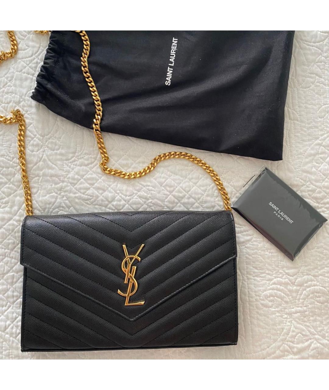 SAINT LAURENT Черная кожаная сумка через плечо, фото 4