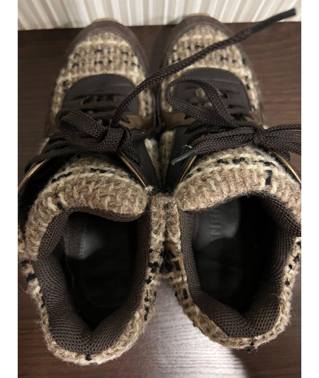 CHANEL PRE-OWNED Коричневые текстильные кроссовки, фото 3