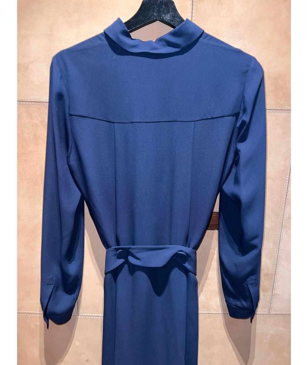 LORO PIANA Темно-синее шелковое повседневное платье, фото 4