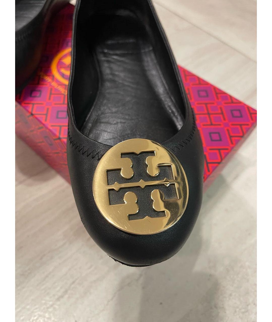 TORY BURCH Черные кожаные балетки, фото 3