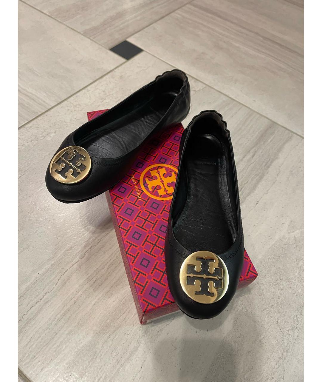 TORY BURCH Черные кожаные балетки, фото 4