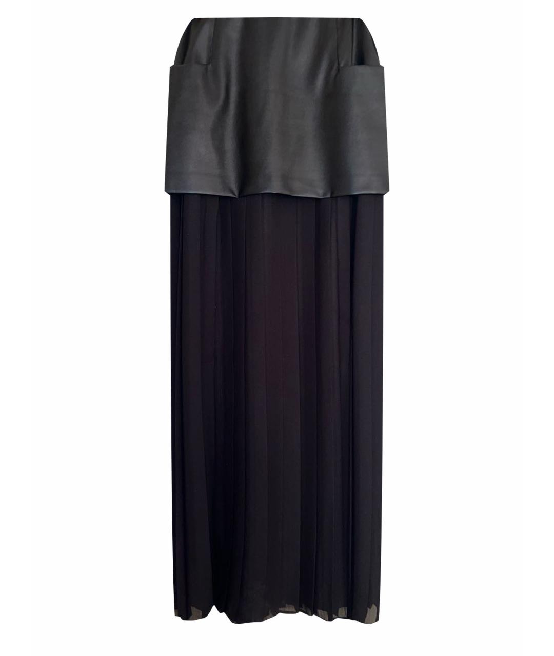 PINKO Черная кожаная юбка макси, фото 1
