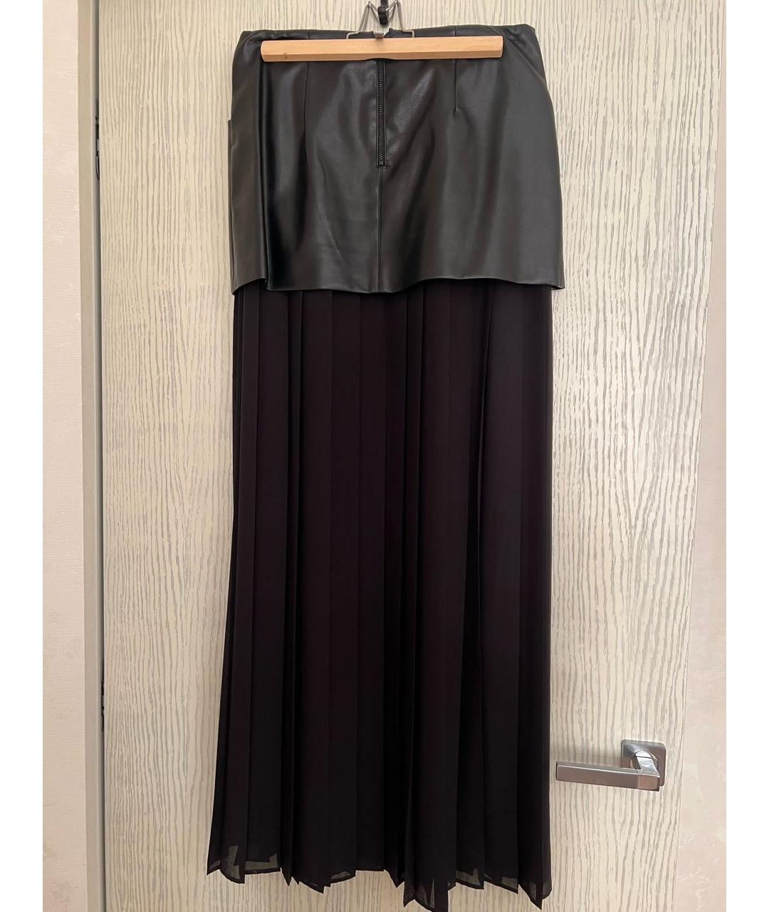 PINKO Черная кожаная юбка макси, фото 2