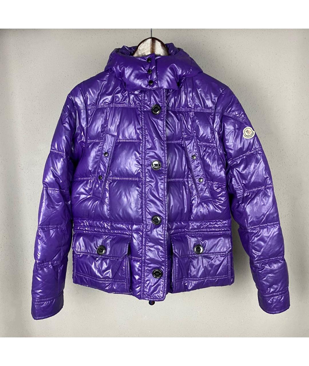 MONCLER Фиолетовый полиамидовый пуховик, фото 6