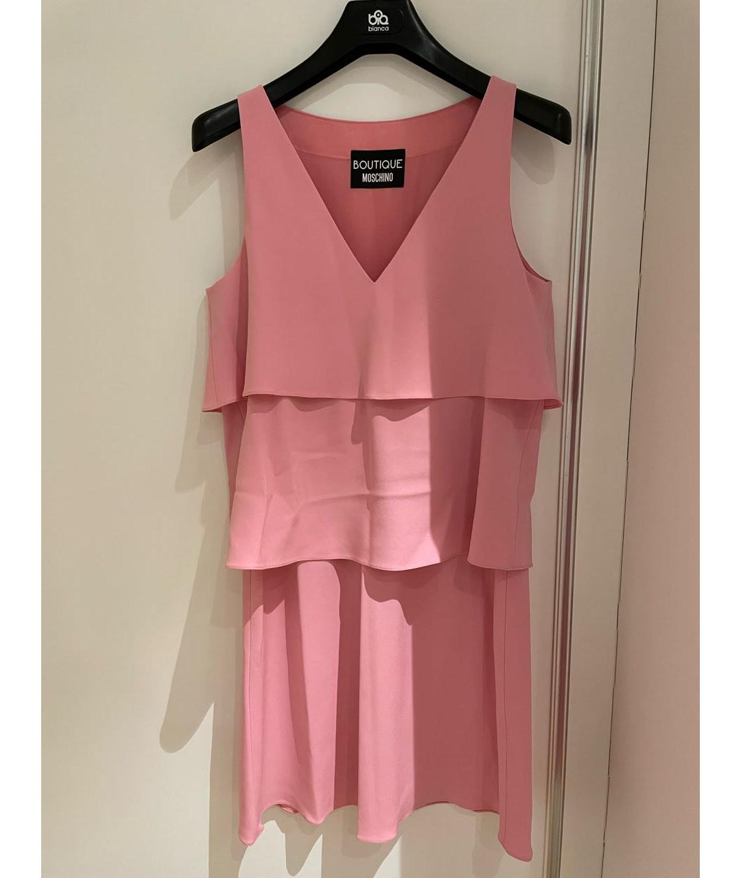 BOUTIQUE MOSCHINO Розовое ацетатное коктейльное платье, фото 7