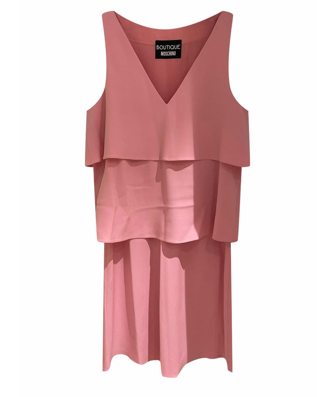 BOUTIQUE MOSCHINO Розовое ацетатное коктейльное платье, фото 1