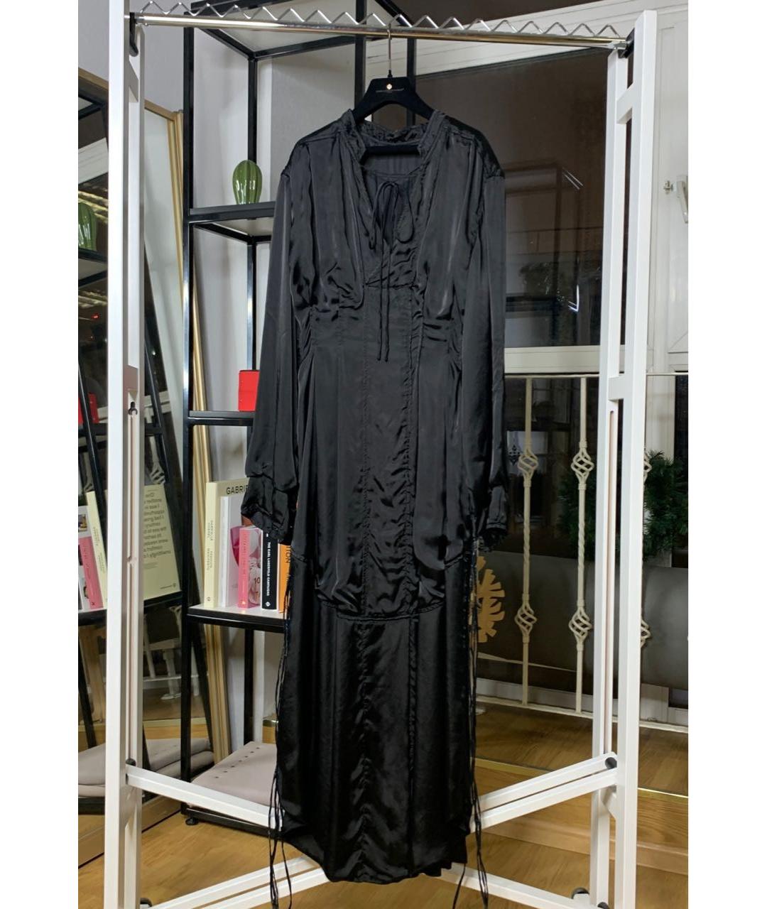 JIL SANDER Черное шелковое повседневное платье, фото 4