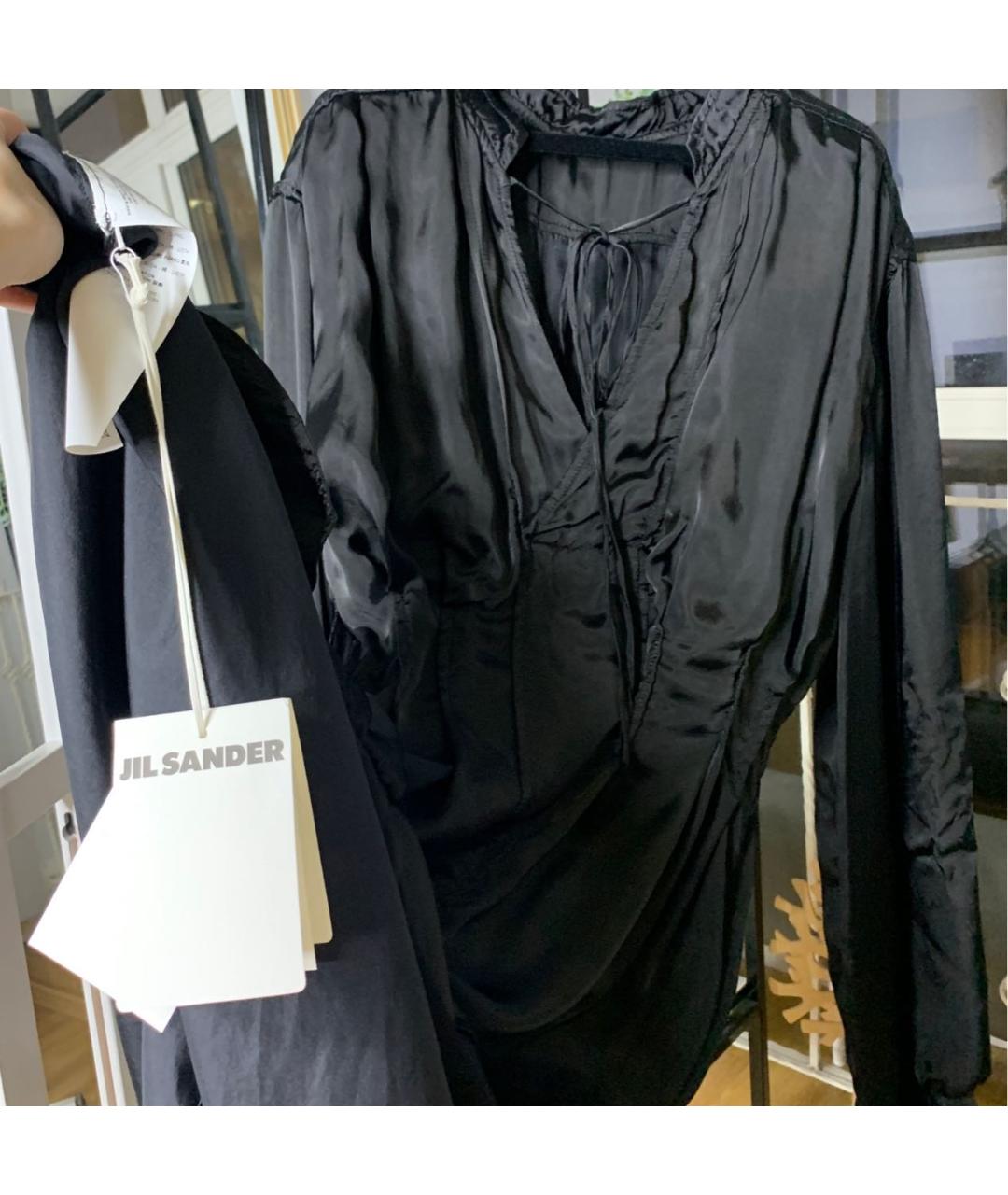 JIL SANDER Черное шелковое повседневное платье, фото 2