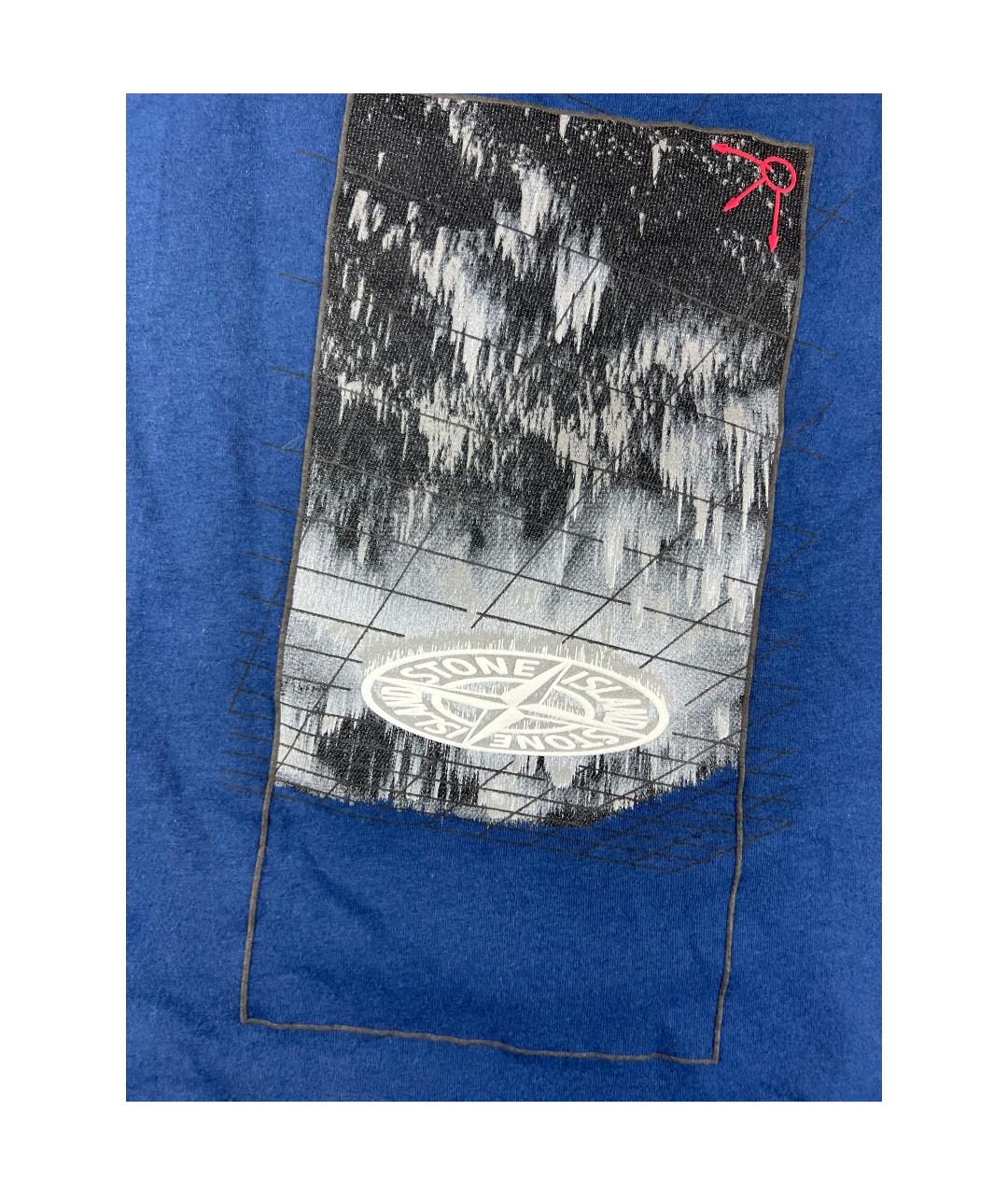 STONE ISLAND Темно-синяя хлопковая футболка, фото 4