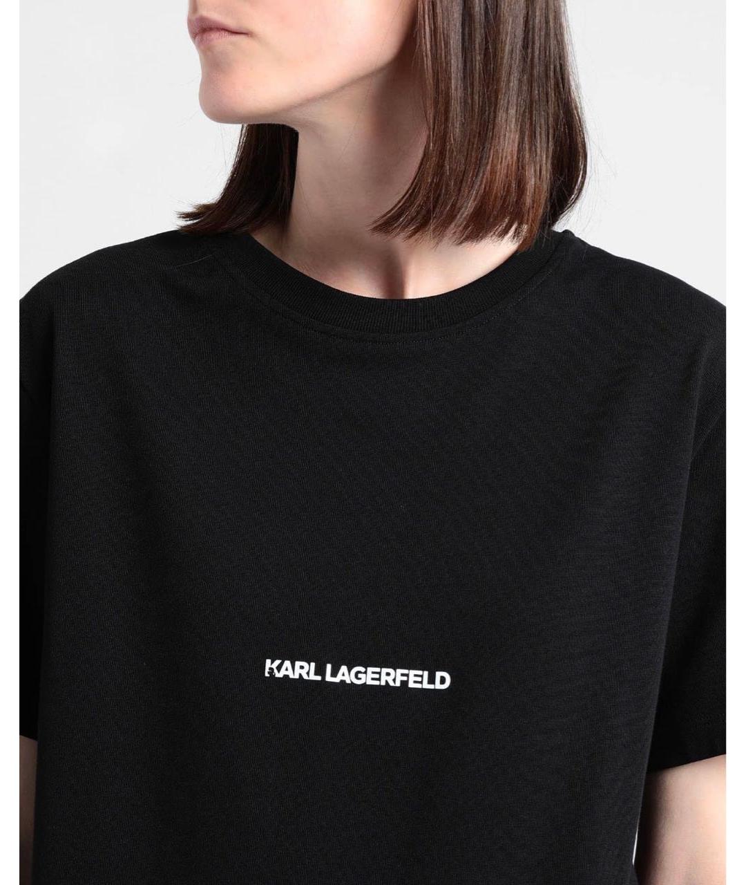 KARL LAGERFELD Черная хлопковая футболка, фото 4