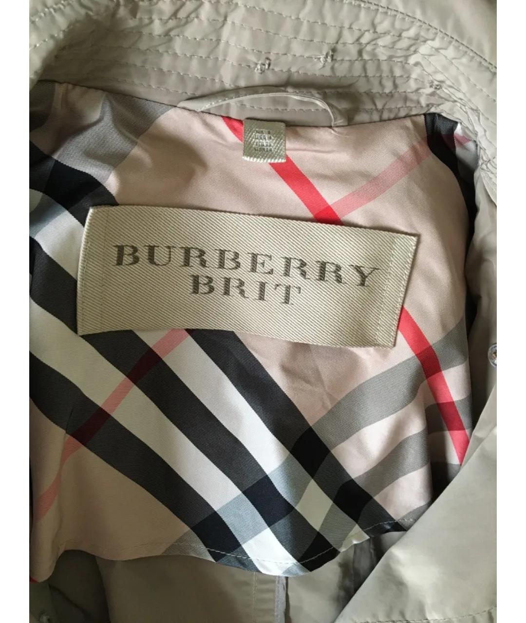 BURBERRY BRIT Бежевый полиэстеровый тренч/плащ, фото 4