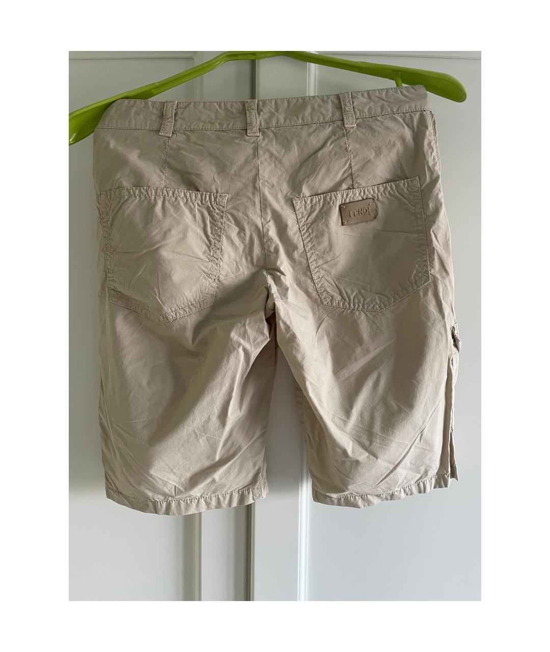 FENDI Бежевые хлопковые брюки и шорты, фото 2