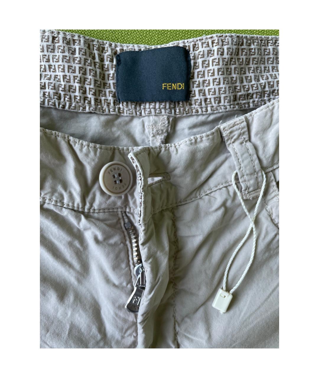 FENDI Бежевые хлопковые брюки и шорты, фото 4