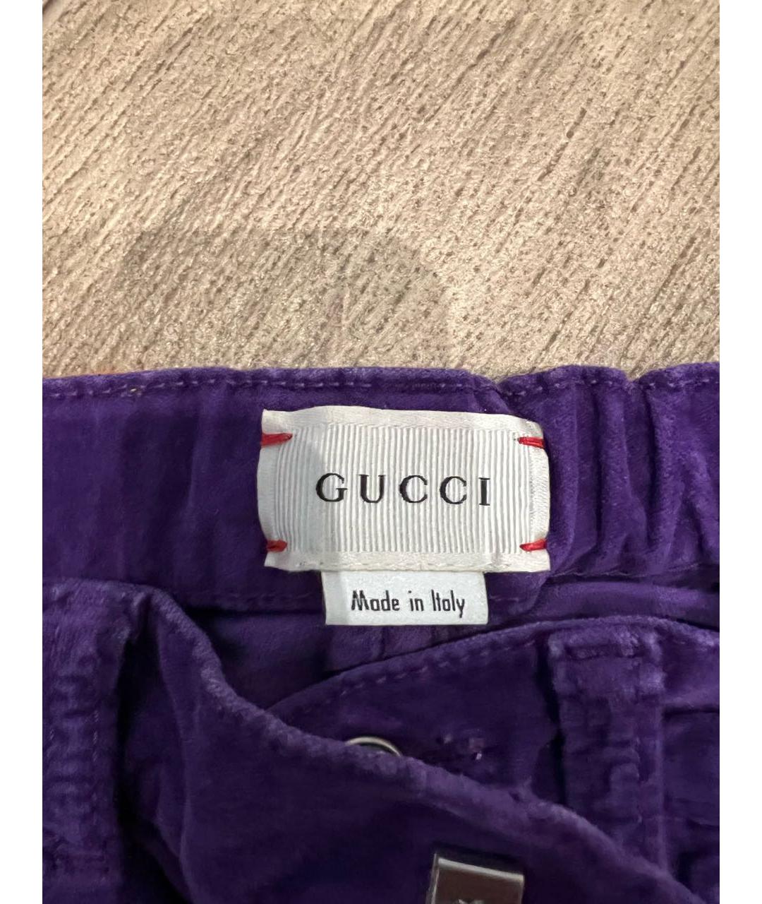GUCCI Фиолетовые бархатные брюки и шорты, фото 3