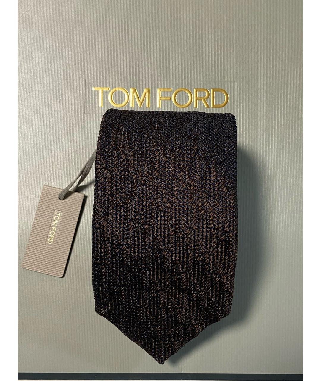 TOM FORD Коричневый шелковый галстук, фото 4