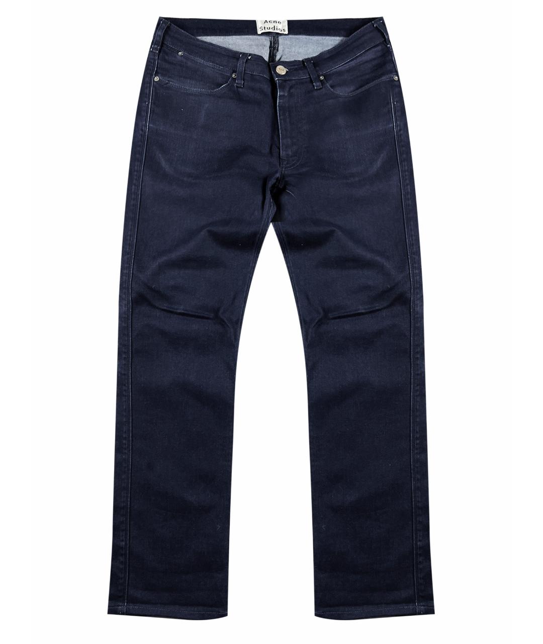 ACNE STUDIOS Темно-синие хлопковые джинсы скинни, фото 1