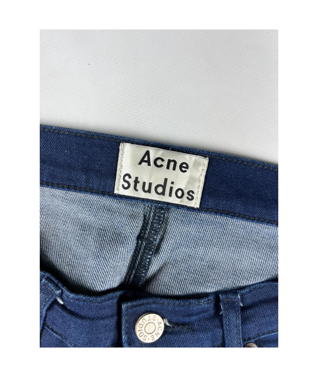 ACNE STUDIOS Темно-синие хлопковые джинсы скинни, фото 2