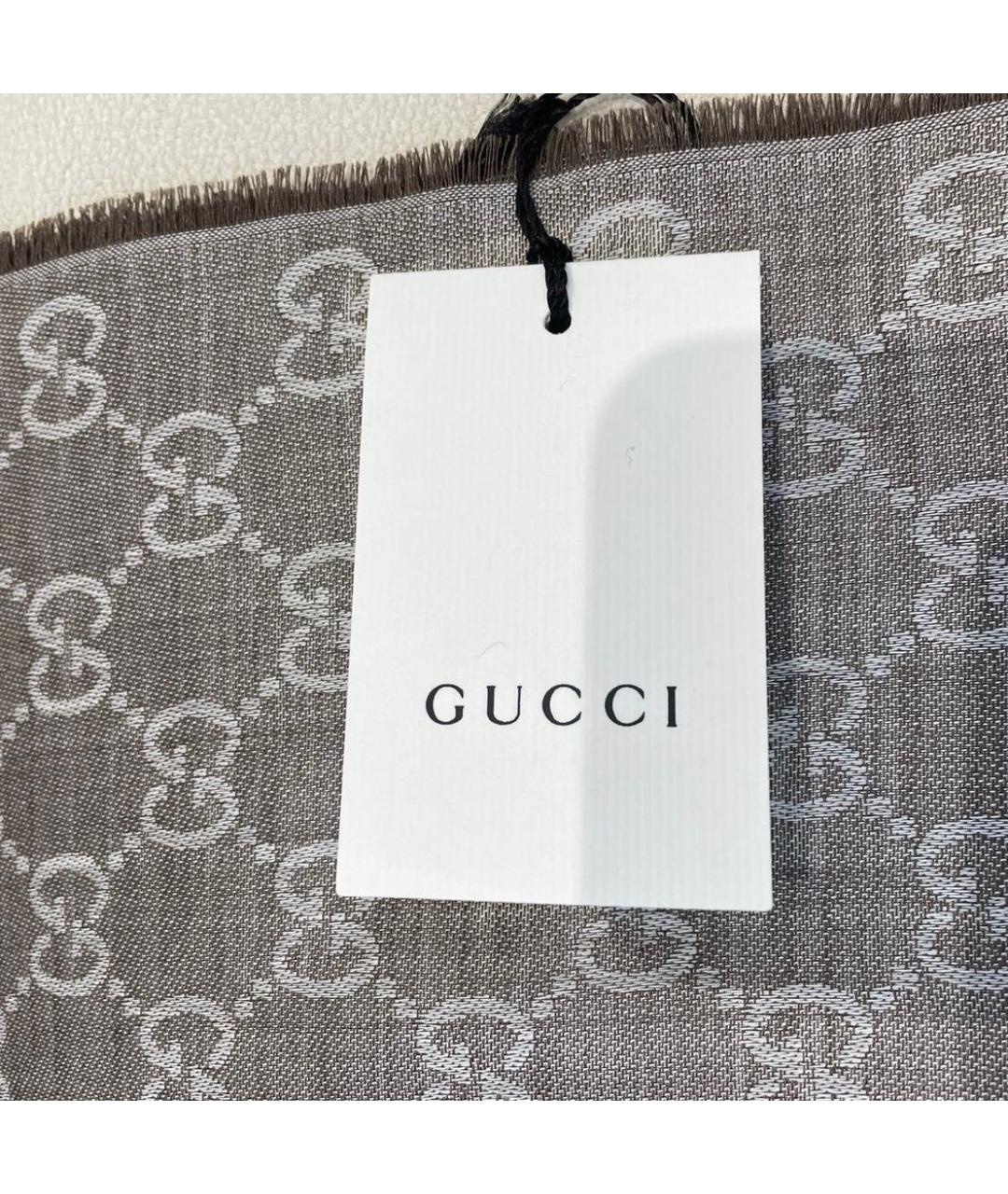 GUCCI Бежевый шерстяной платок, фото 3