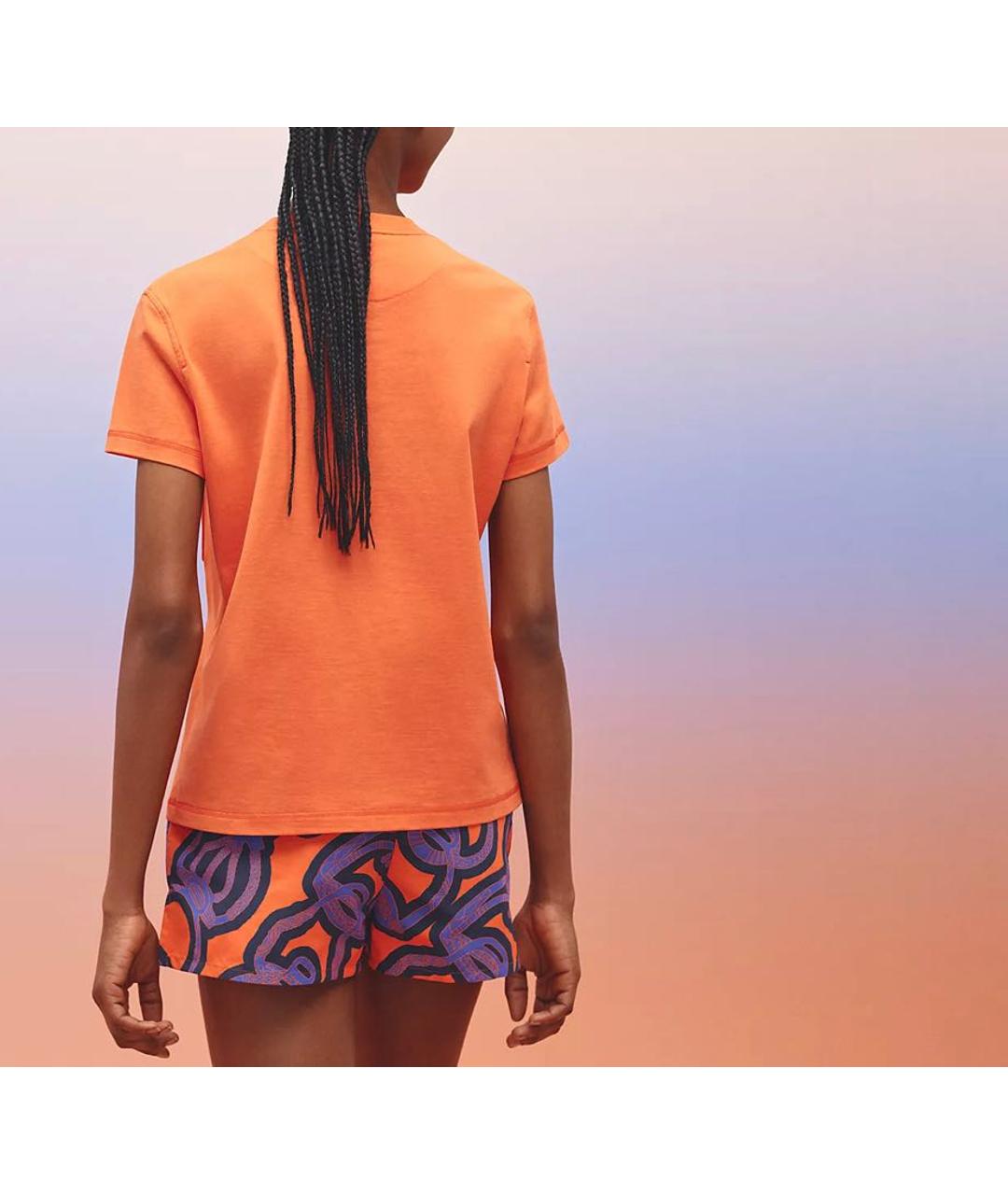 HERMES Оранжевая хлопковая футболка, фото 2
