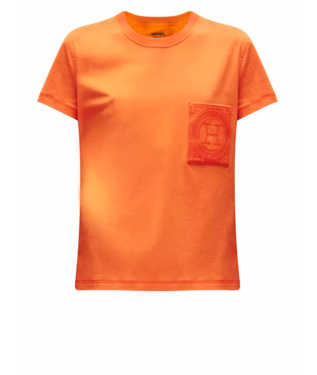 HERMES Оранжевая хлопковая футболка, фото 1