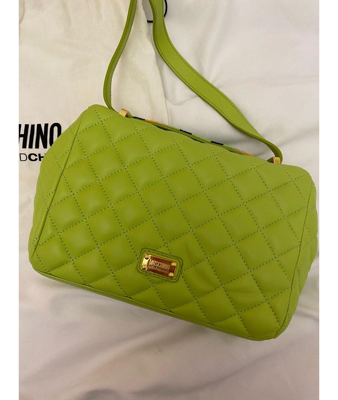 MOSCHINO Салатовая кожаная сумка через плечо, фото 3