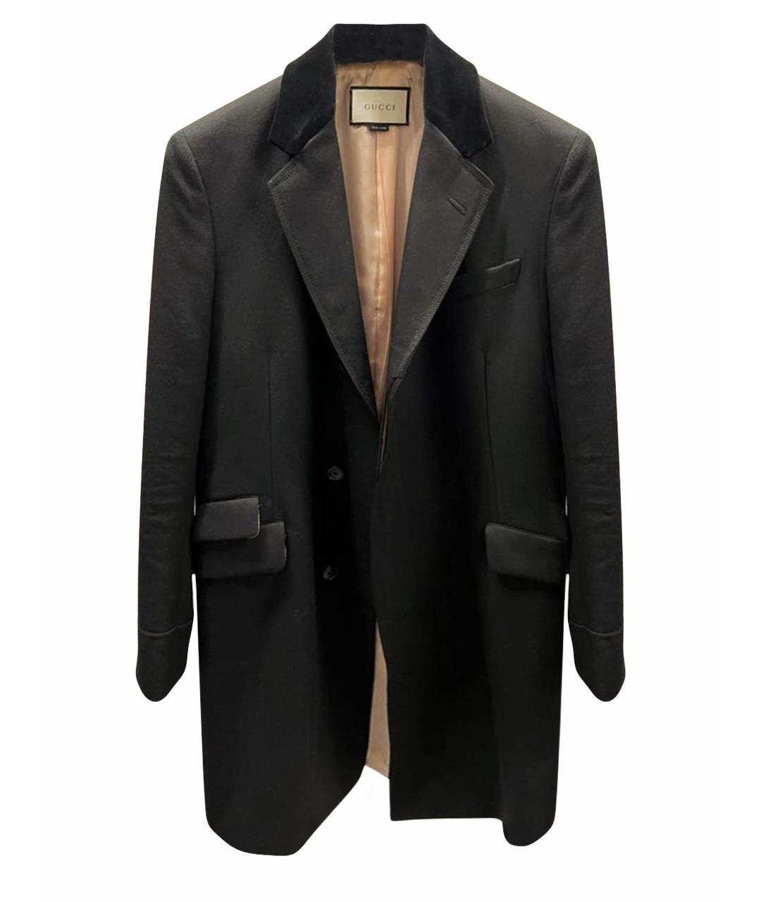 GUCCI Черное шерстяное пальто, фото 1