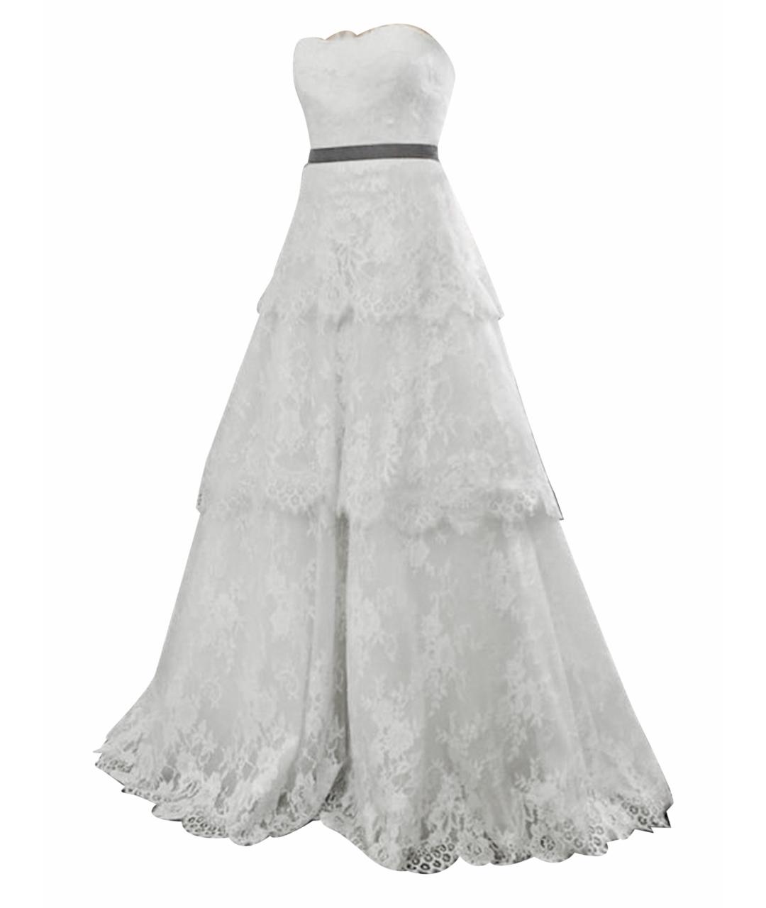 MONIQUE LHUILLIER Белое кружевное свадебное платье, фото 1