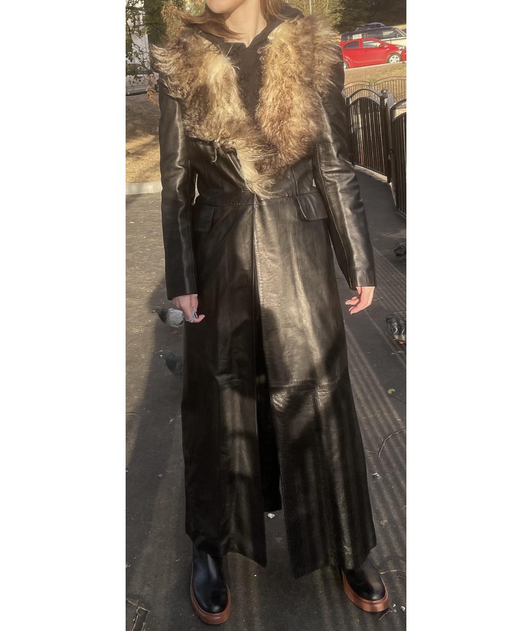 JOHN RICHMOND Черное кожаное пальто, фото 6
