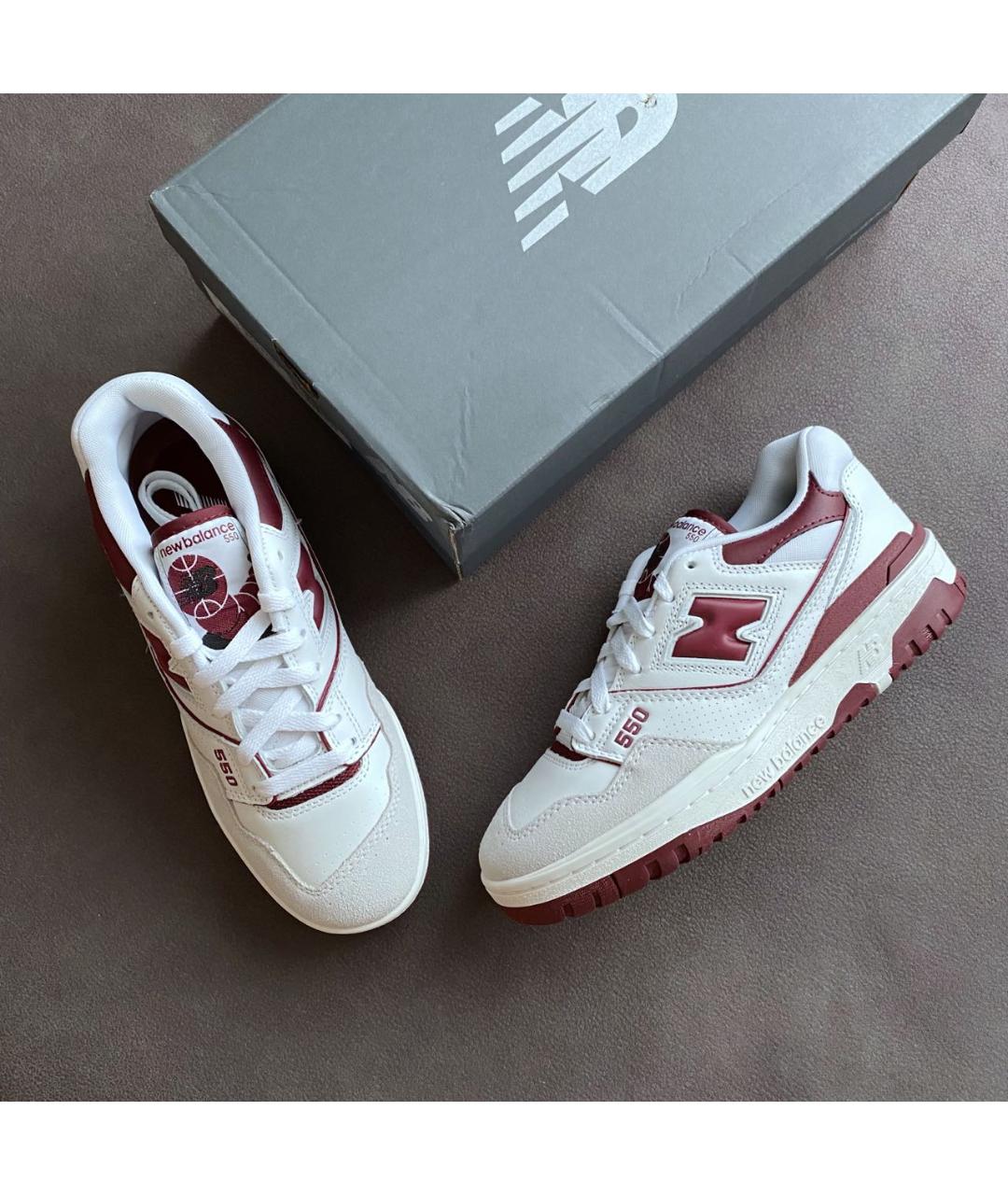 NEW BALANCE Бордовые кожаные кроссовки, фото 5