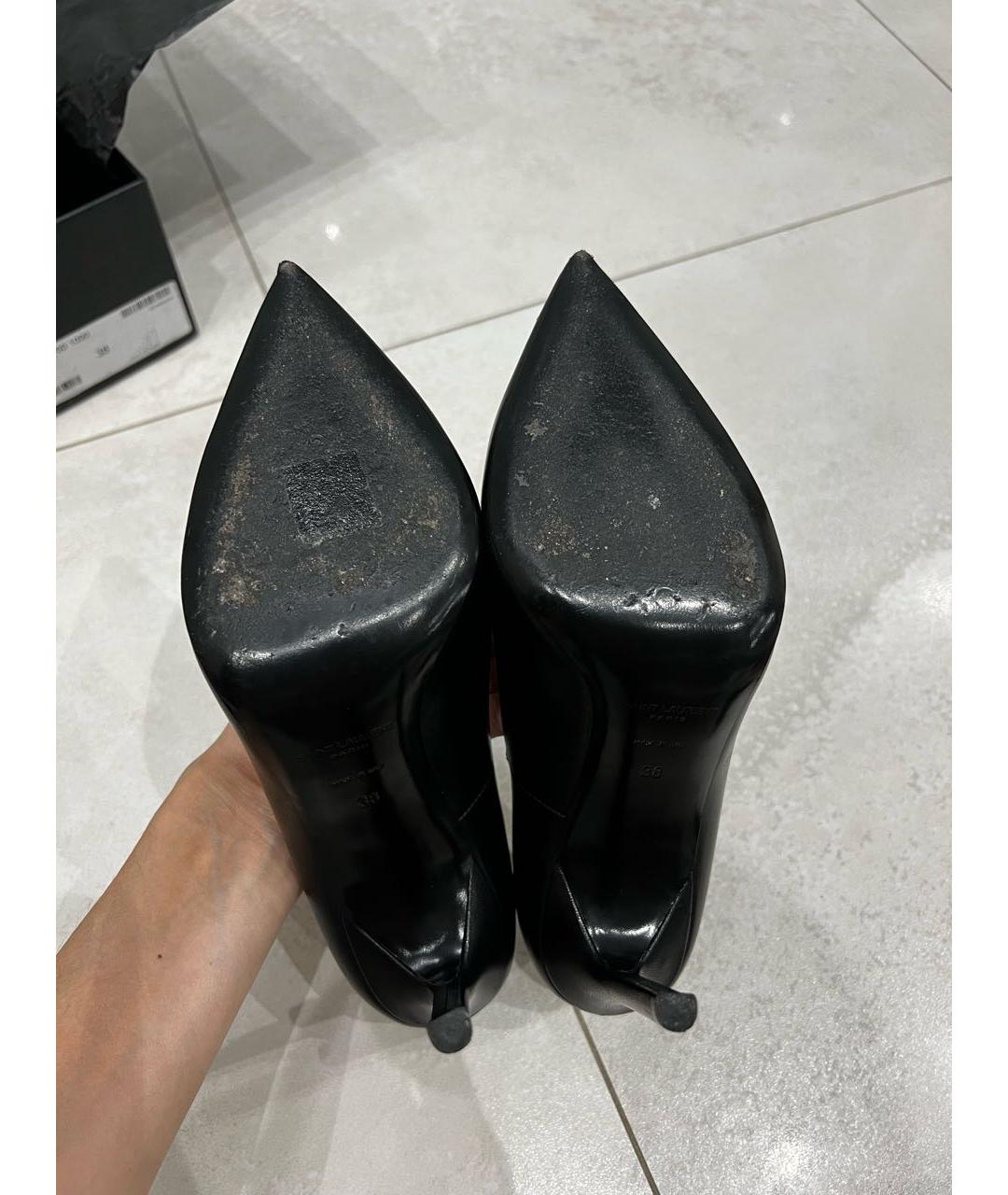 SAINT LAURENT Черные кожаные туфли, фото 5