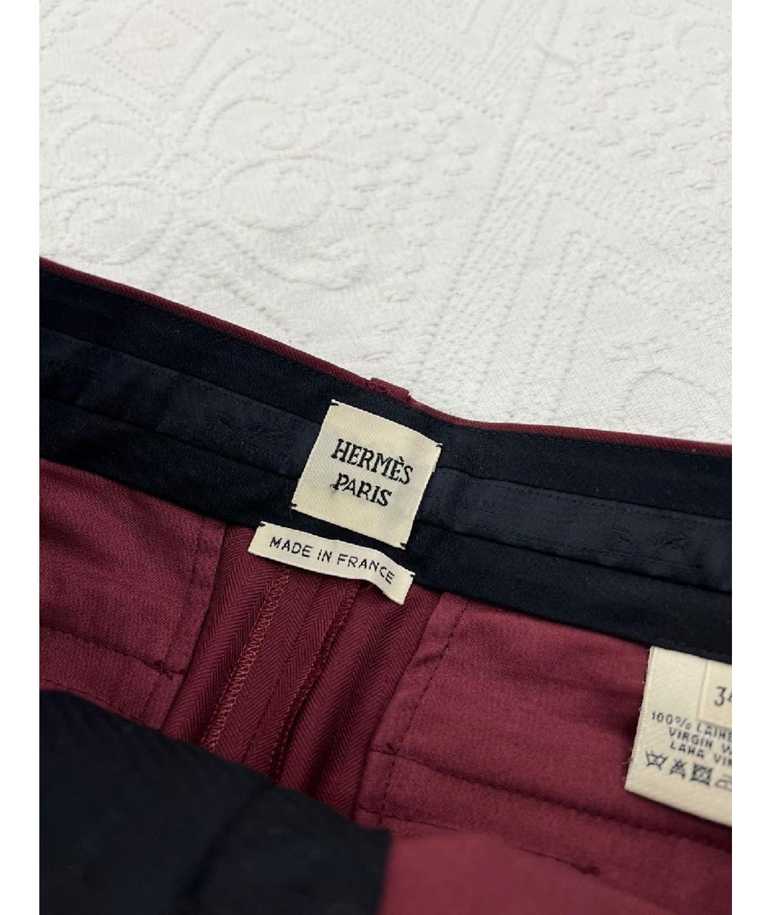 HERMES PRE-OWNED Бордовые прямые брюки, фото 2
