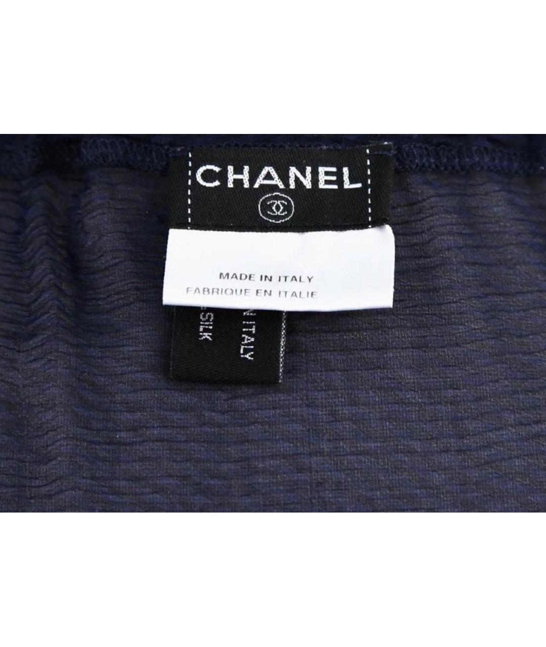 CHANEL Темно-синяя шелковая блузы, фото 6